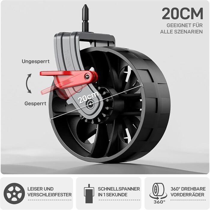 Універсальний складаний візок EVER ADVANCED XXL 225л (до 150кг) з гальмами, дахом, широкими колесами (20x8см) для кемпінгу, пляжу, транспортування речей (Сірий, Великий)