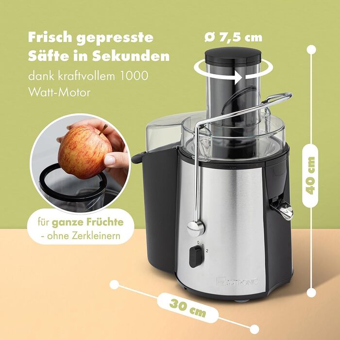 Електричний соковитискач Clatronic AE 3666: соковитискач для овочів та фруктів, Slow Juicer, 400W, зручна очистка, Tropfstopp