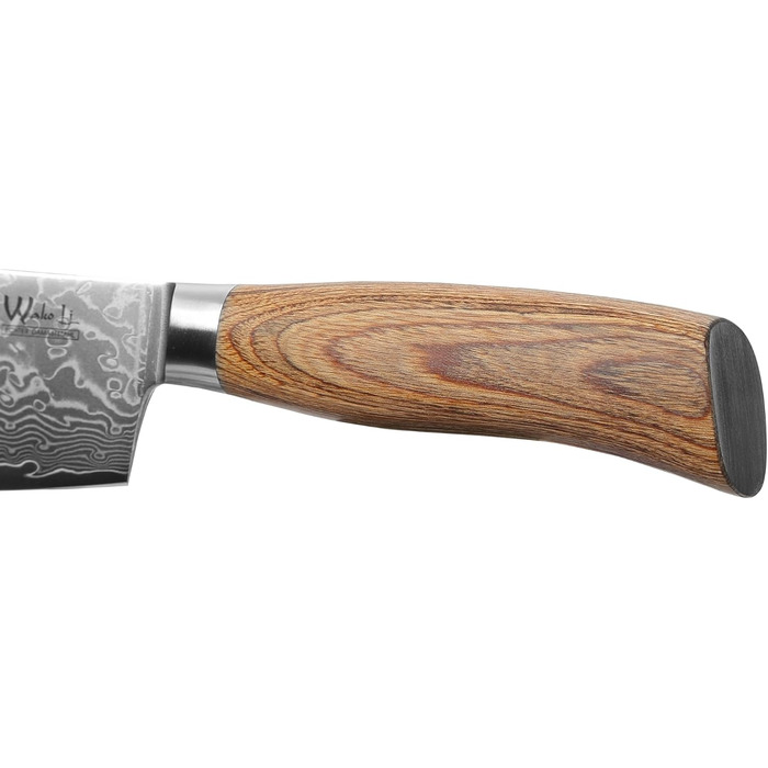 Ніж кухарський Wakoli EDIB Pro Damast BBQ & Blockmesser 20 см з лезом з 67 шарів дамаської сталі (VG10) з ергономічною ручкою з паккавуда для м'яса, гриля та смаження. У подарунковій коробці. Без гравіювання.