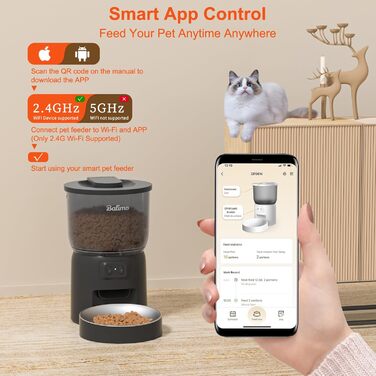 Автоматичний кормушка для котів Balimo 3L з Wi-Fi, програмування, для собак та котів, чорний