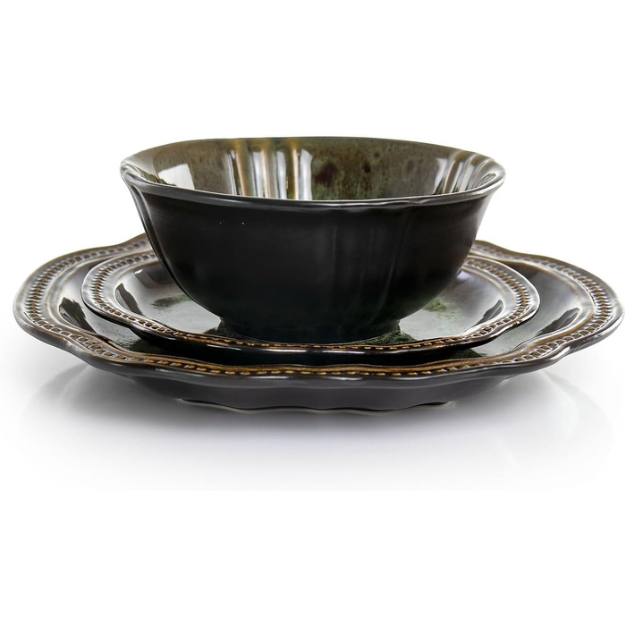 Набір посуду Elama, 16 предметів, кераміка, смарагдово-зелений (Jadegrün)