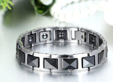 Чоловічий магнітний браслет JewelryWe, вольфрам-карбід, 12 мм, шестигранний, полірований, браслет-ланцюг, срібло/золото/чорне срібло