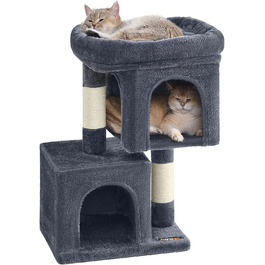 Feandrea Cat Tree Small, 67 cm Cat Tree, Cat House for Kittens up to 3 kg, Large Platform, Sisal Posts, PCT611W01 (Smoke Grey)