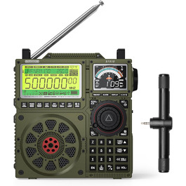 Радіоприймач Raddy RF919 SSB: FM/AM/SW/VHF/UHF/AIR/CB, SSB, з тюнером, 3 роз'єми для антен, 5000mAh, навушник (зелений)
