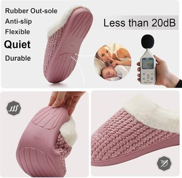 Тапочки жіночі зимові Mabove Hausschuhe - теплі, зручні, з плюшу, для дому, антиковзкі, рожеві, 40/41 EU