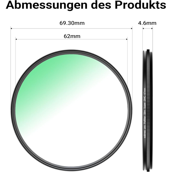 Поляризаційний фільтр Walimex Pro Zirkular Slim (67 мм) з захисним чохлом, Super DMC Slim