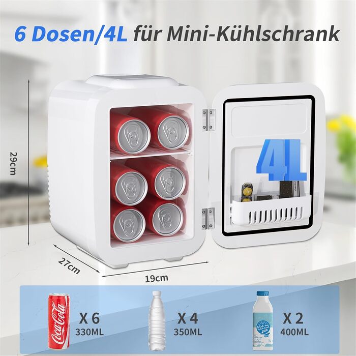 Міні-холодильник YASHE 4л для косметики та напоїв, 220V/12V, термоелектричний, білий