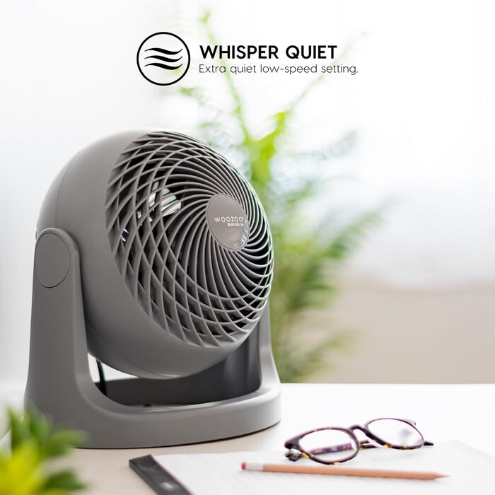 Вентилятор Iris Ohyama Woozoo: тиха кімнатна модель, 33 м², 3 швидкості, осциляція, портативний, Made in Europe (сірий)