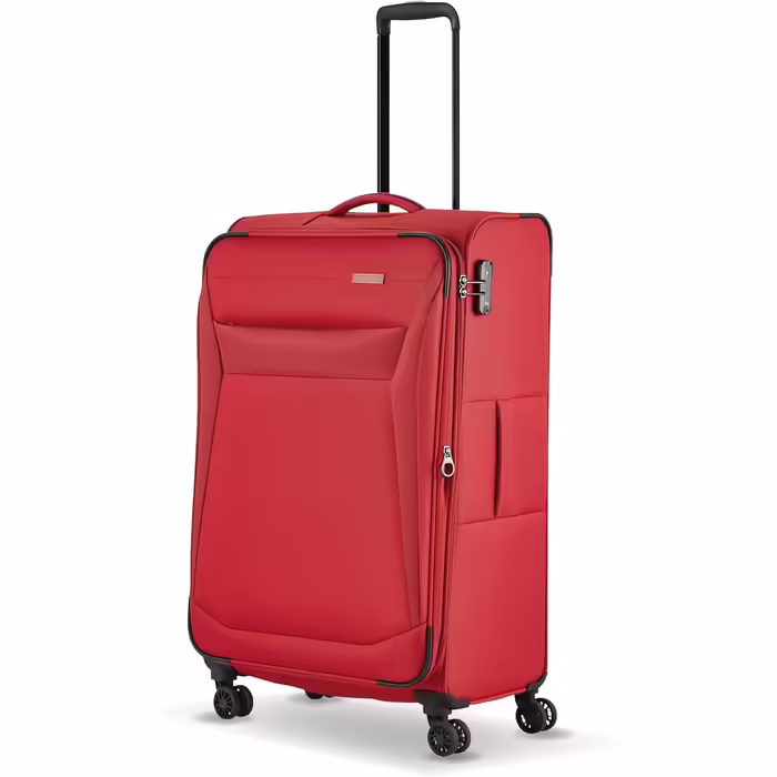 Travelite 4-Wheel Luggage Size L, Softshell, Chios Luggage Series with Expandable Folding and Edge Protection, Trolley with Timeless Design, 78 cm, 90-97 Liters (Trolley Size L (78 cm), Red)