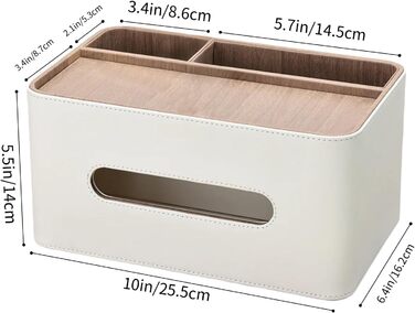 KINGFOM Склянка для серветок з 2 відсіками, з PU шкіри, для дому, офісу, ванної кімнати (Бежева)