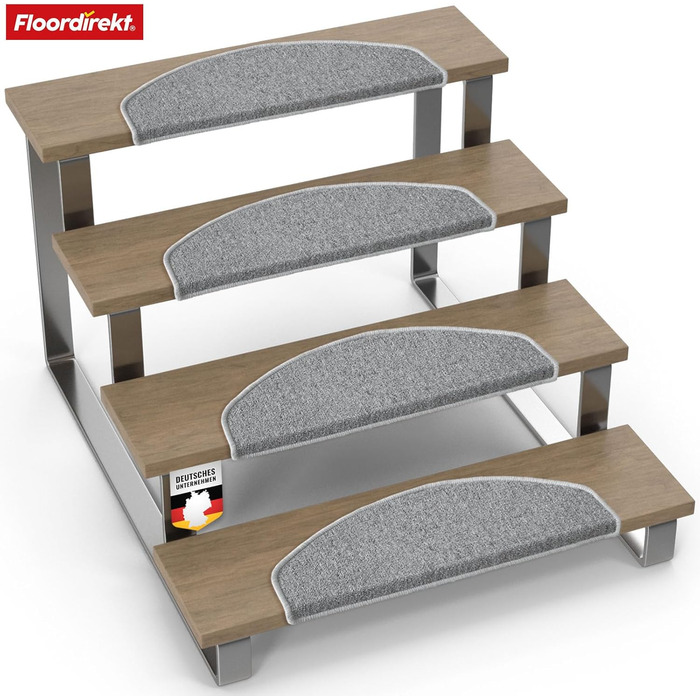 London Pro Stair Treads - 15 Piece Set - Non-Slip Carpet Stair Treads - 25x65 cm (Grey)