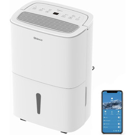SHINCO 30L Електричний Зволожувач Повітря з WiFi, 30л, для 105м³ (35м²), Автоматичний перезапуск, Таймер 24г, Фільтр Активне Вугілля, Постійний Злив, SDZ1-50D