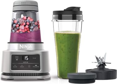 Ninja Foodi Power Nutri Mixer 2-in-1, Smoothie Bowls Maker, thick spreads & frozen drinks, automatic programs, 700ml cup & 400ml bowl with Power Paddle, 1100W, Silver CB100EU 2-in-1 Mixer, 1100W