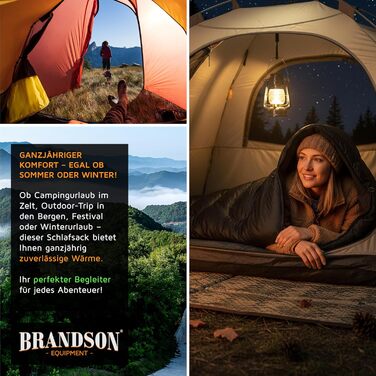 Сплячий мішок Brandson Outdoor Extreme -18°C для дорослих та дітей. Водонепроникний, дихаючий, для кемпінгу та подорожей