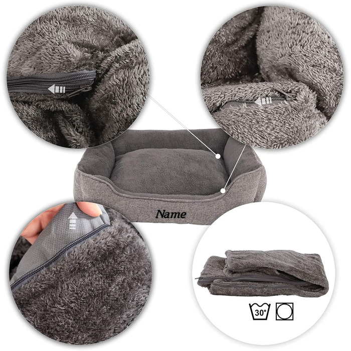 М'яке ліжко для собак Lionto знімний чохол, 75x60 см, сіре, для собак та котів