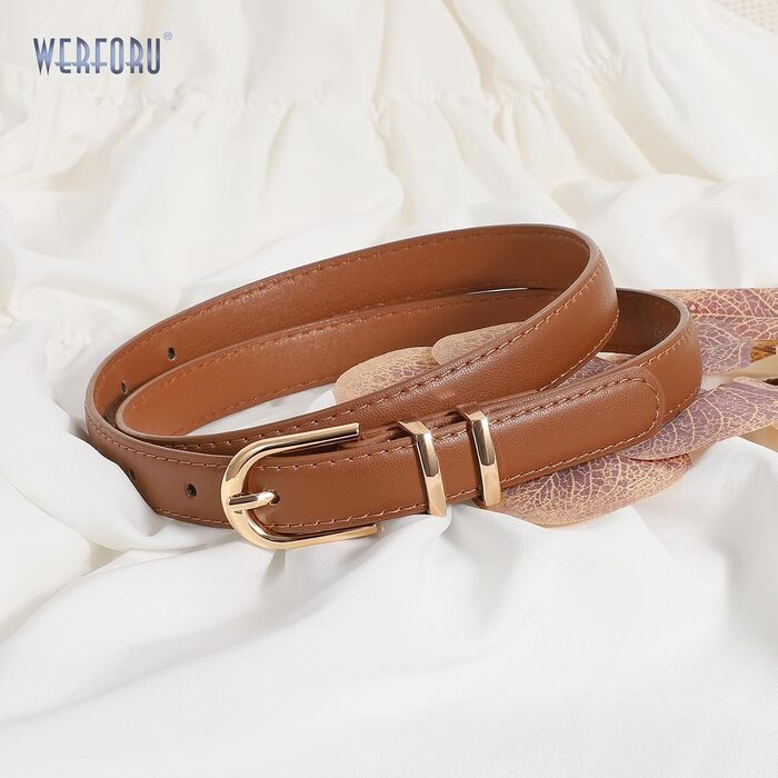 Жіночі шкіряні ремені WERFORU (2 шт.) - чорний+коричневий, 110 см, для штанів/джинсів