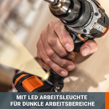 WORX WX175.9 Акумуляторний дриль-шуруповерт 20V – безщітковий, 60Nm, 2-швидкісний, з LED-підсвічуванням. Комплект для свердління та закручування (без акумулятора та зарядного пристрою)