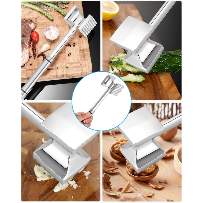 Fleischhmmer Bixury 27 см з нержавіючої сталі: подвійний м'ясорубка для кухні, ідеальний для шніцелів, котлет та стейків