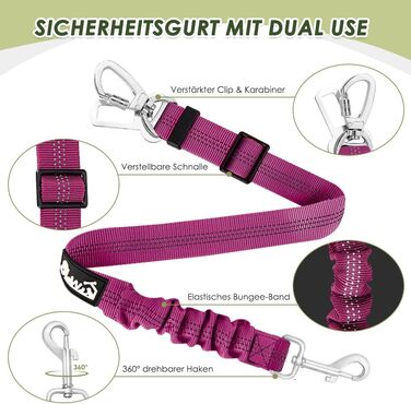 Автодзеркало для собак з кріпленням на ремінь безпеки, 2 карабіни - сумісне з дитячим автокріслом, багажником, дихаюче, регульоване (M, Рожевий)