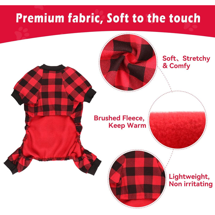 Dog Fleece Sweater, Buffalo Plaid, Dog Clothes, Dog Outfit, Soft, Thickening, Warm Pet Clothing, Dog Sweater, for Girls and Boys (M)