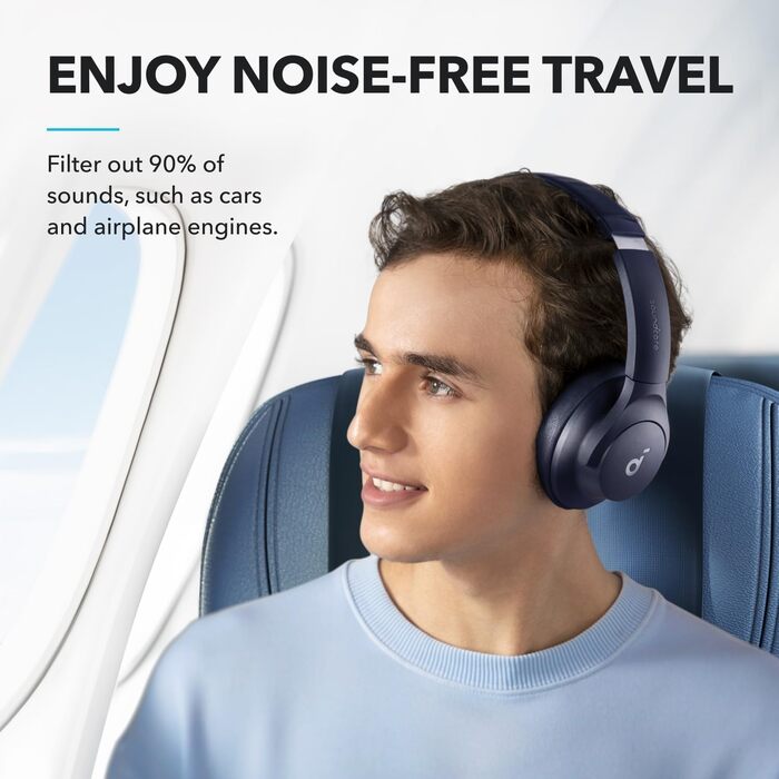 Бездротові Bluetooth-навушники Soundcore by Anker Q20i з гібридним активним шумозаглушенням (ANC), Hi-Res Audio, 40 год роботи, керування через додаток (Відновлені, Синій)