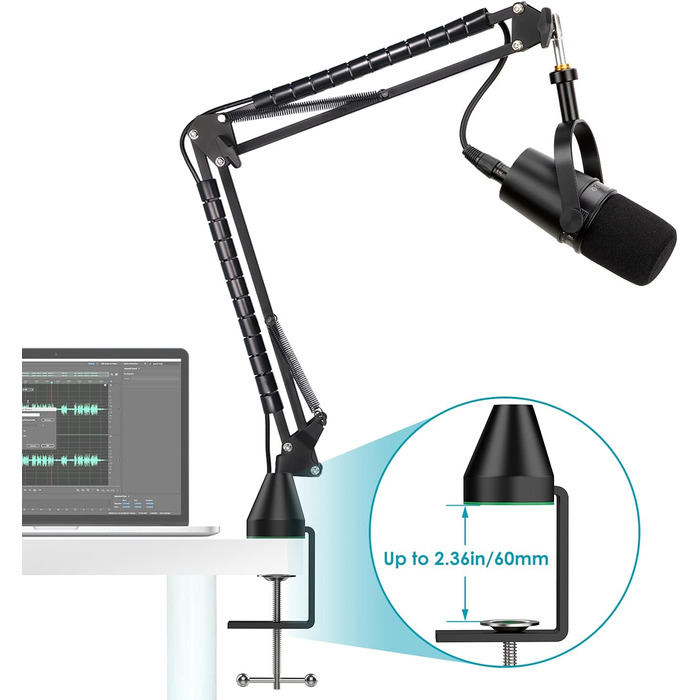 Тримач для мікрофона YOUSHARES з кріпленням для столу та стіни, металева конструкція, поп-фільтр для Shure MV7
