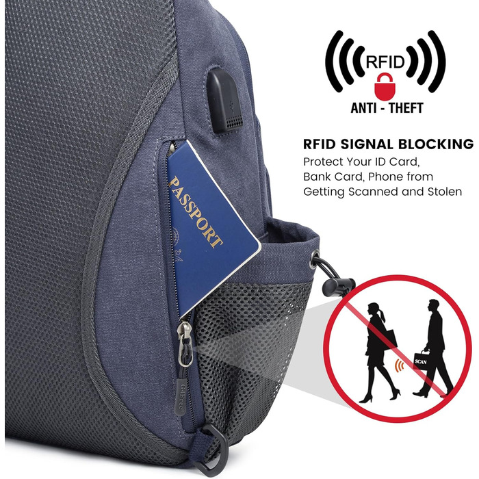 Сумка на плечі G4Free з канвасу - чоловіча/жіноча, для подорожей, хайкінгу, бігу, альпінізму (Navy Blue)