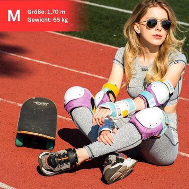 Захисний комплект SKATEWIZ для роликів для дорослих і підлітків, 6 предметів, неопренові наколінники з фіксацією, німецький бренд