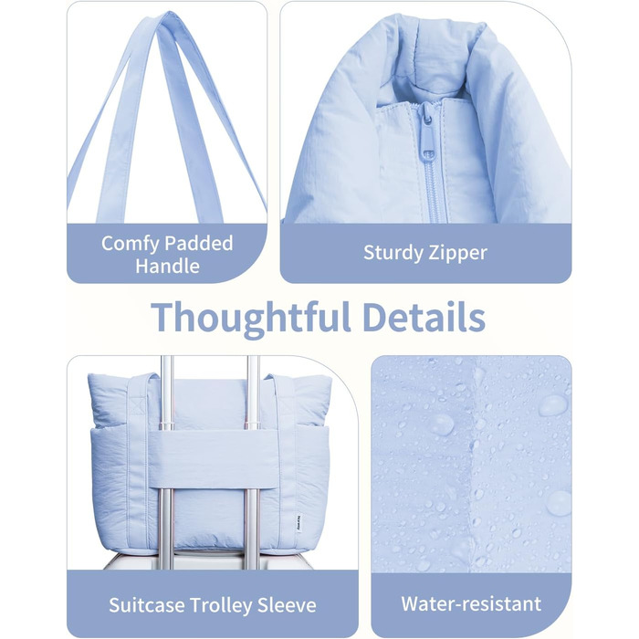 Сумка жіноча Narwey Shopper велика, легка - робоча сумка, сумка для навчання, сумка на плече, сумка-тоут з багатьма кишенями (Синя)