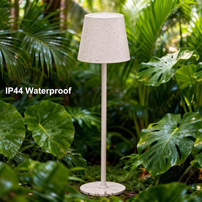 Настільна світлодіодна лампа DEELUX акумуляторна, димова, з регулятором яскравості, 3 режими світла (2700K/3600K/5000K), USB-C, водонепроникна IP44, для дому та вулиці