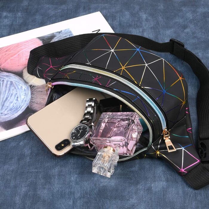 Спортивна поясна сумка Flintronic з підсвічуванням, чорна. Водостійка, з відділенням для карт, для подорожей, хайкінгу, велосипеду та активного відпочинку.