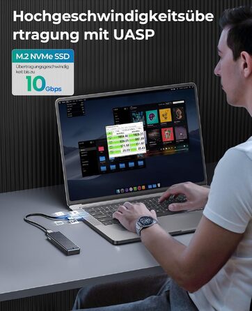 Зовнішній корпус (кейс) ORICO M.2 NVMe SSD USB-C 3.2 Gen2 10Gbps для PCIe M-Key/M+B Key (2230/2242/2260/2280), з підтримкою UASP