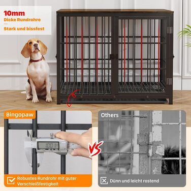 Клітка для собак BingoPaw Holz: Будинок для собак у стилі меблів з трьома дверцятами, знімним піддоном, 78x56x65 см, білий. Також доступна: 91x63x74 см, чорний