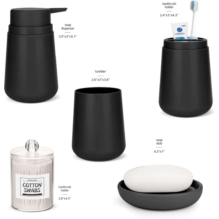 Набір аксесуарів для ванної кімнати IMAVO 4 шт. (Зелений): тримач для зубних щіток, стаканчик, дозатор мила, мильниця