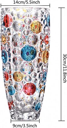 Ручна ваза з кришталевого скла з золотим візерунком, 30 см. Сучасна ваза для дому, весілля