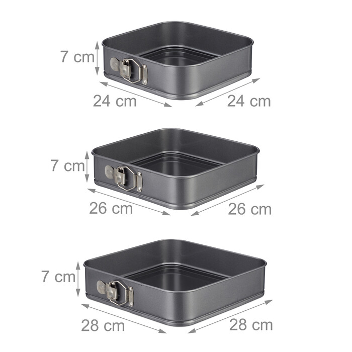 Relaxdays Set of 3 Square Cake Tins