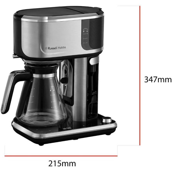 Кавомашина Russell Hobbs 26200-70 з регулюванням температури та ситом для чаю (40-100°C), нержавіюча сталь, 1.7л, 2400W, з функцією підігріву, для дитячого харчування