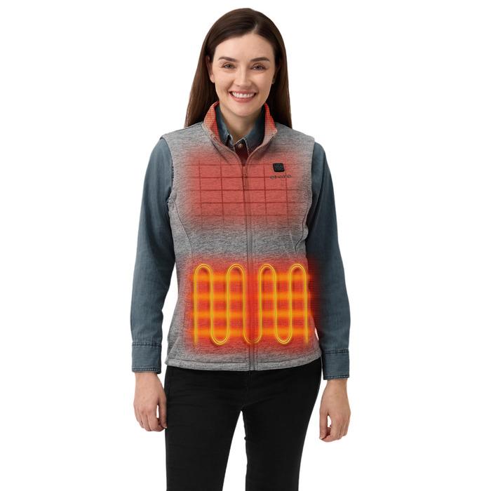 Обігріваючий жилет ORORO для жінок, фліс, з Powerbank, XL, сріблясто-сірий