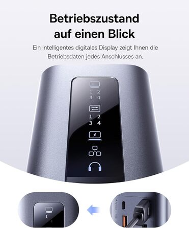 Базаус Док-станція USB-C 12-в-1 для ноутбуків Dell/HP/Lenovo/Asus/Acer/Mac, 2 монітори 4K HDMI, 10Gbps USB-C/A, 100W PD, Gigabit Ethernet