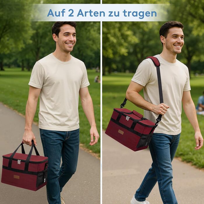 Термосумка для їжі Lifewit 20L, червона (для пікніка, обіду, транспортування продуктів)