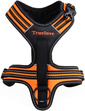 Шлейка для собак Truelove TLH5551 з ручкою, м'яка, з відбиваючим матеріалом, XS, помаранчевий