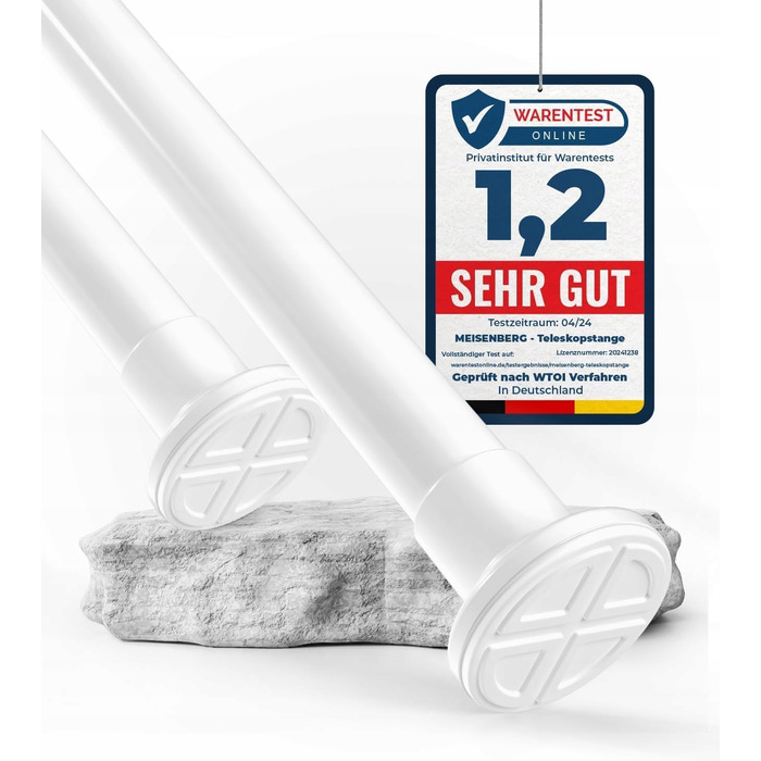 Розпірний карниз-штанга для штор у ванну, 70-120 см, білий