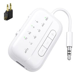 Bluetooth адаптер SONRU 5.3 Airfly: передавач та приймач 2-в-1, Aux 3.5 мм для навушників, ТБ, автомобіля та літака