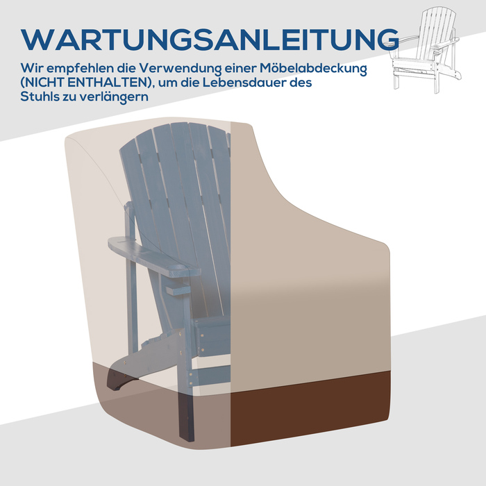 Крісло Adirondack Outsunny з підстаканником, масивне дерево, 97 x 72,5 x 93 см, синє крісло для балкону, саду та тераси