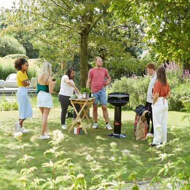 Barbecook Loewy 45 Charcoal Grill BBQ with Windscreen, Grilling for 6 People, Black, 43x43x97cm (Ø 40 cm)