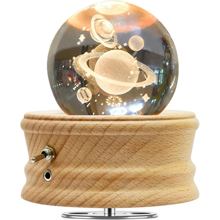 BIAOQINBO Crystal Ball Music Box, 360° Rotating Wooden Music Box with Projection Function, Gifts for Women Mom Mother's Day Father's Day Children's Day Birthday Christmas Valentine's Day (Asteroid)