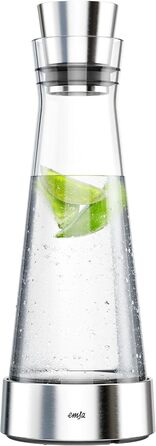 Emsa 514233 Flow Slim Glass Carafe, with Cooling Element, Glass, Elegant Design, 1 Liter, Transparent, 11 x 11 x 38.2 cm