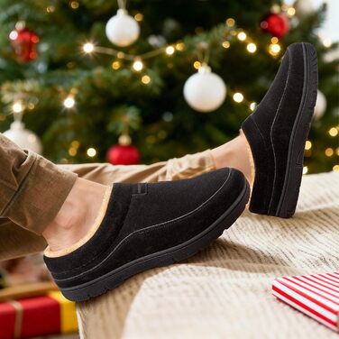 Чоловічі мокасини для дому HomeTop, м'які, теплі, з антиковзким покриттям та піною Memory, чорного кольору, 44/45 EU