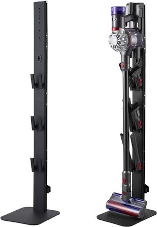 Підставка для пилососа VEVOR 126 см, сумісна з Dyson G5 V15 V12 V11 V10 V8 V7 V6, з аксесуарами, 6 гачків, неслизькі підкладки, срібна (чорна платформа)