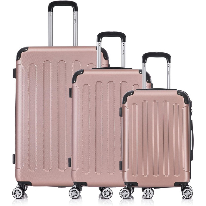 Чемодан Flexot® F-2045, 3-кількісний набір, ручна поклажа, рожеве золото
